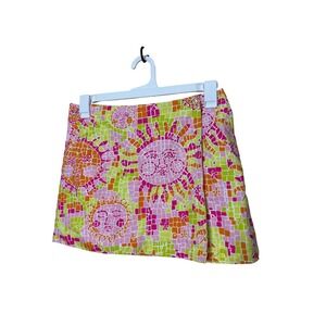 Lilly Pulitzer Skirt Sun Mosaic Floral Reversible Women Size 10